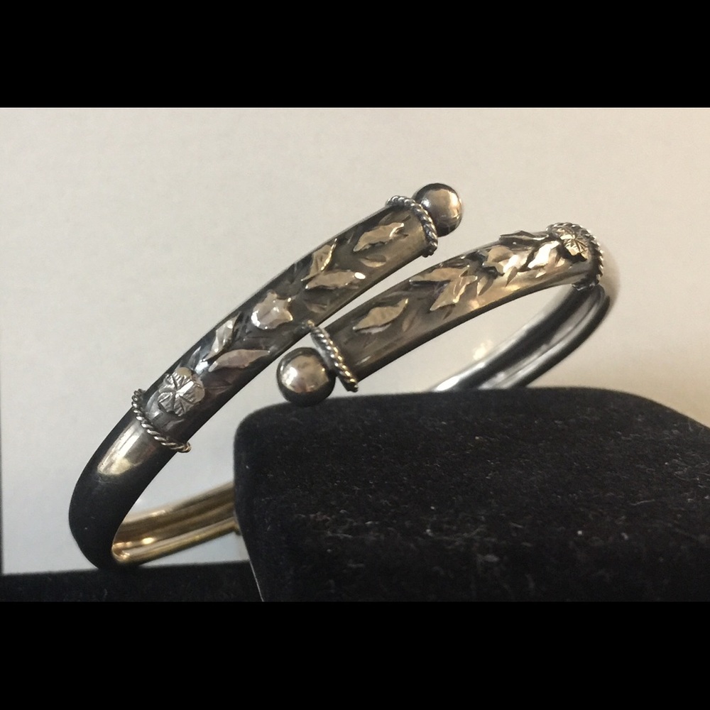 Victorian Sterling  Floral  Bracelet